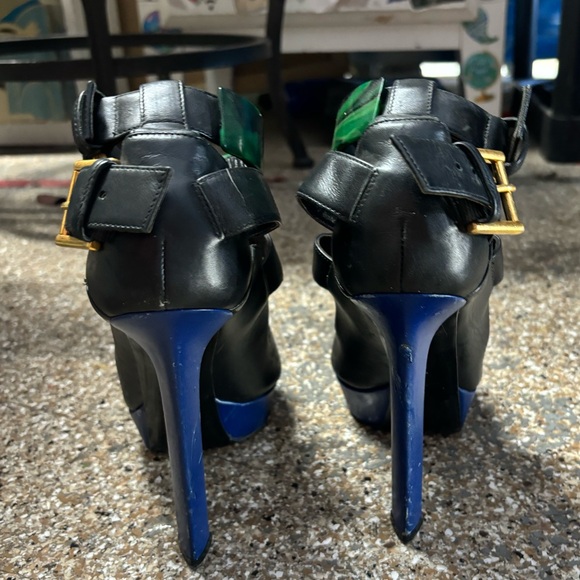 Alexander McQueen Black with Green & Blue Strappy Heels - Picture 6 of 10